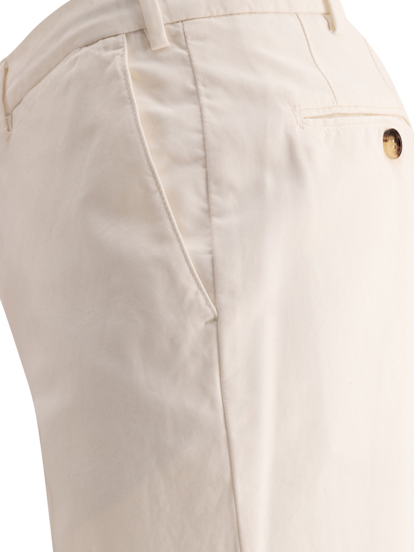 BRUNELLO CUCINELLI White Garment-dyed trousers in twisted cotton gabardine